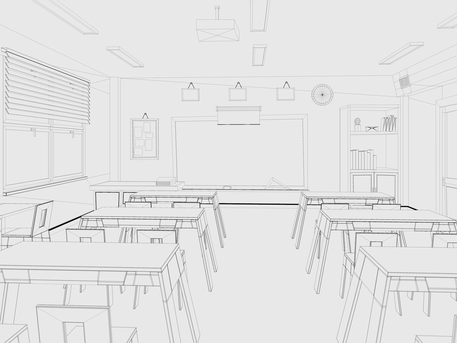 Cartoon Classroom 3D model_15