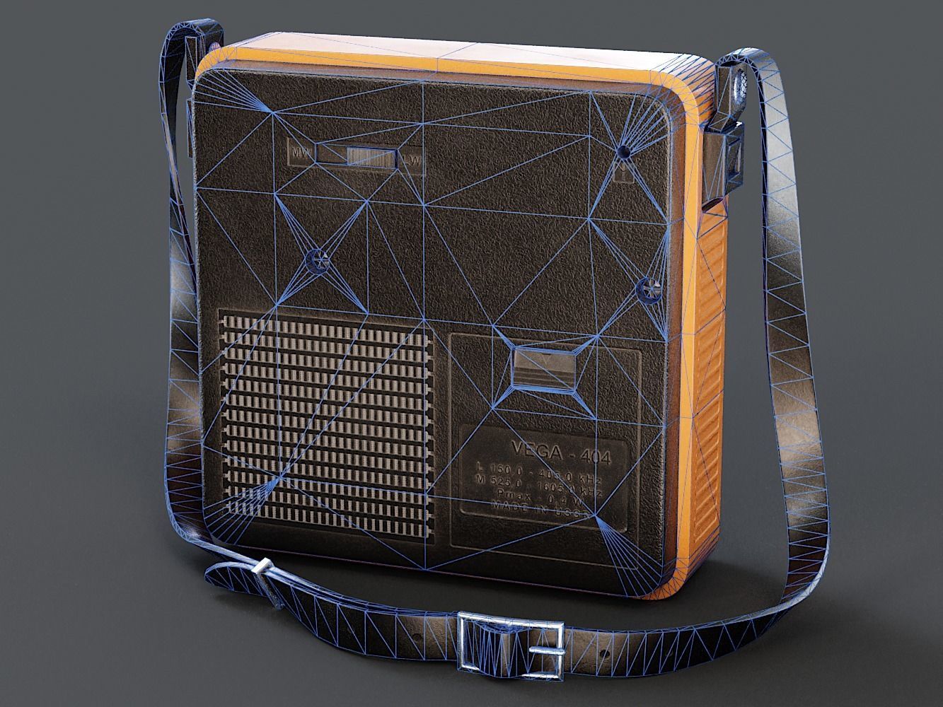 Retro Portable Radio Vega PBR Low-poly 3D model_17