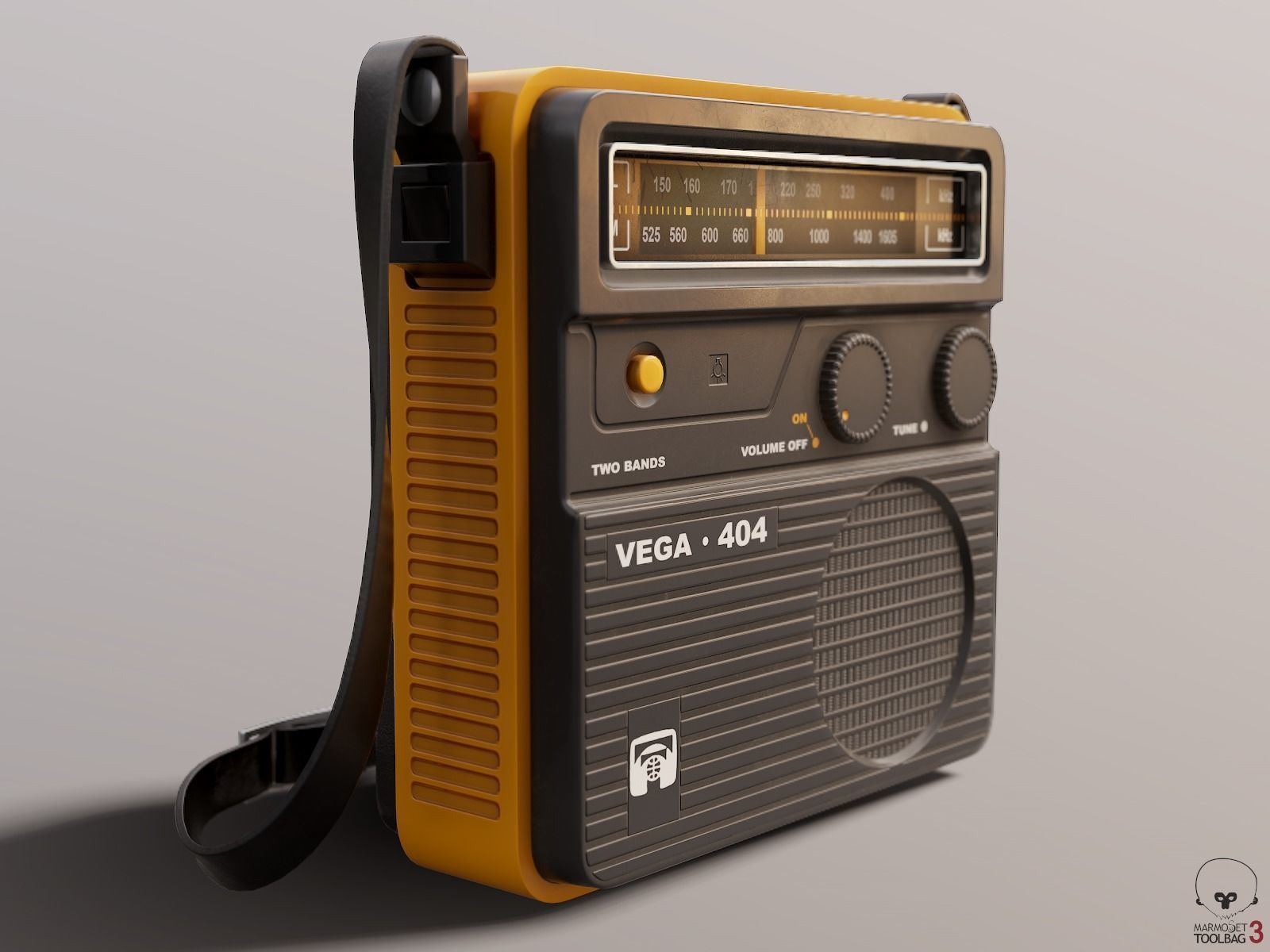 Retro Portable Radio Vega PBR Low-poly 3D model_10