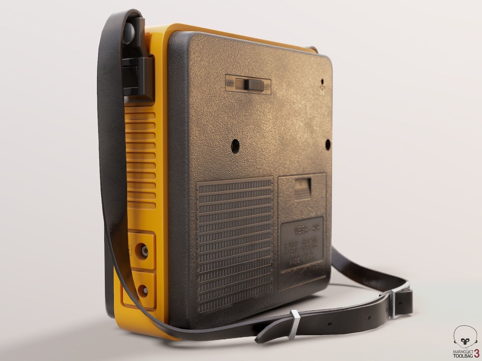 Retro Portable Radio Vega PBR Low-poly 3D model_13