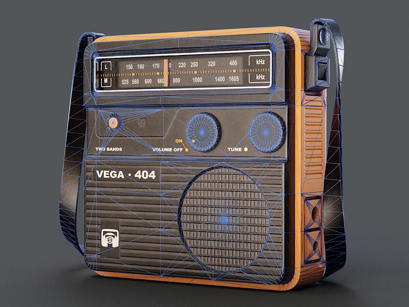 Retro Portable Radio Vega PBR Low-poly 3D model_16