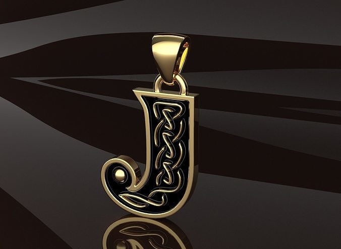 Letter pendant 10 with celtic pattern 3D print model