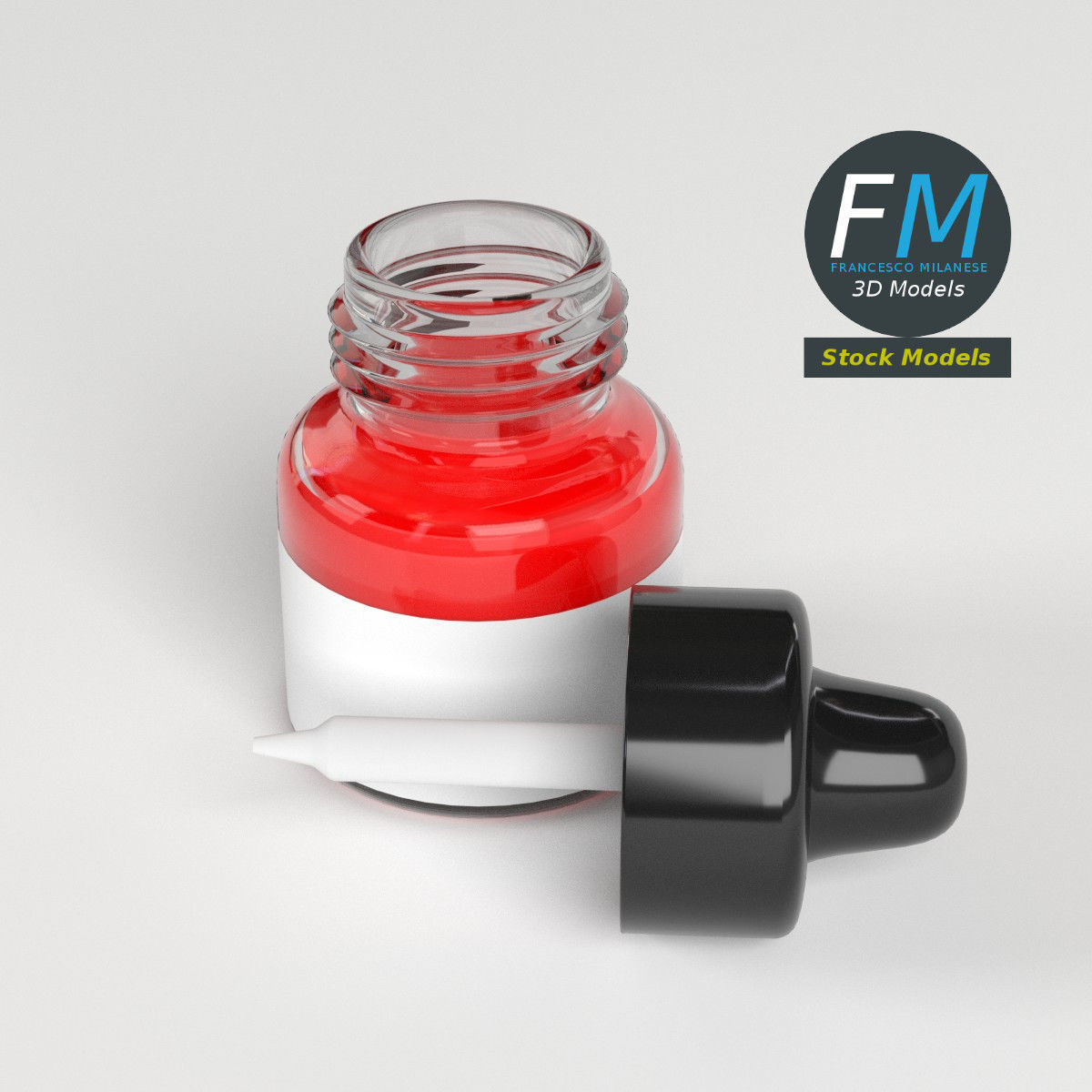 Open dropper bottle 3D model_2