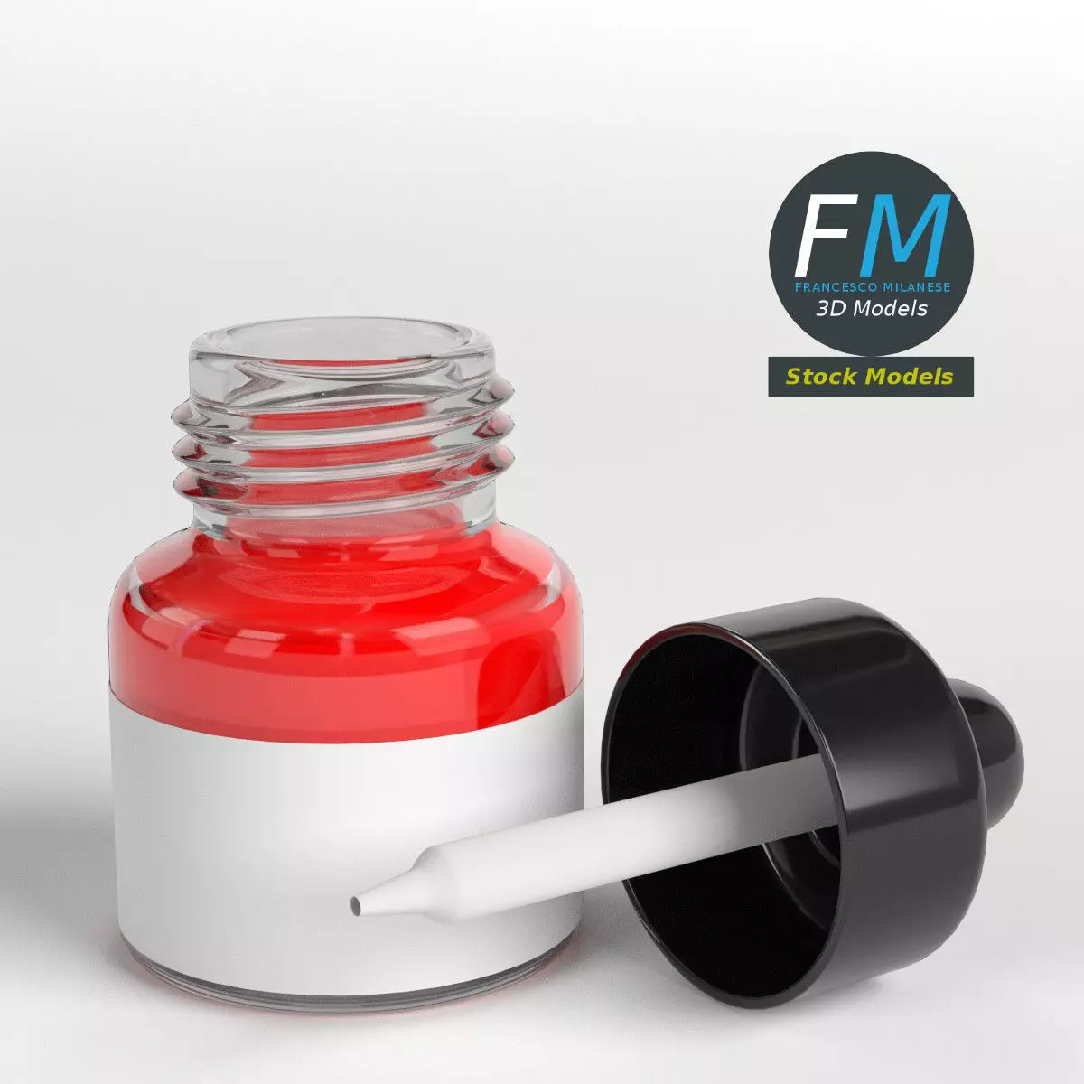 Open dropper bottle 3D model_0