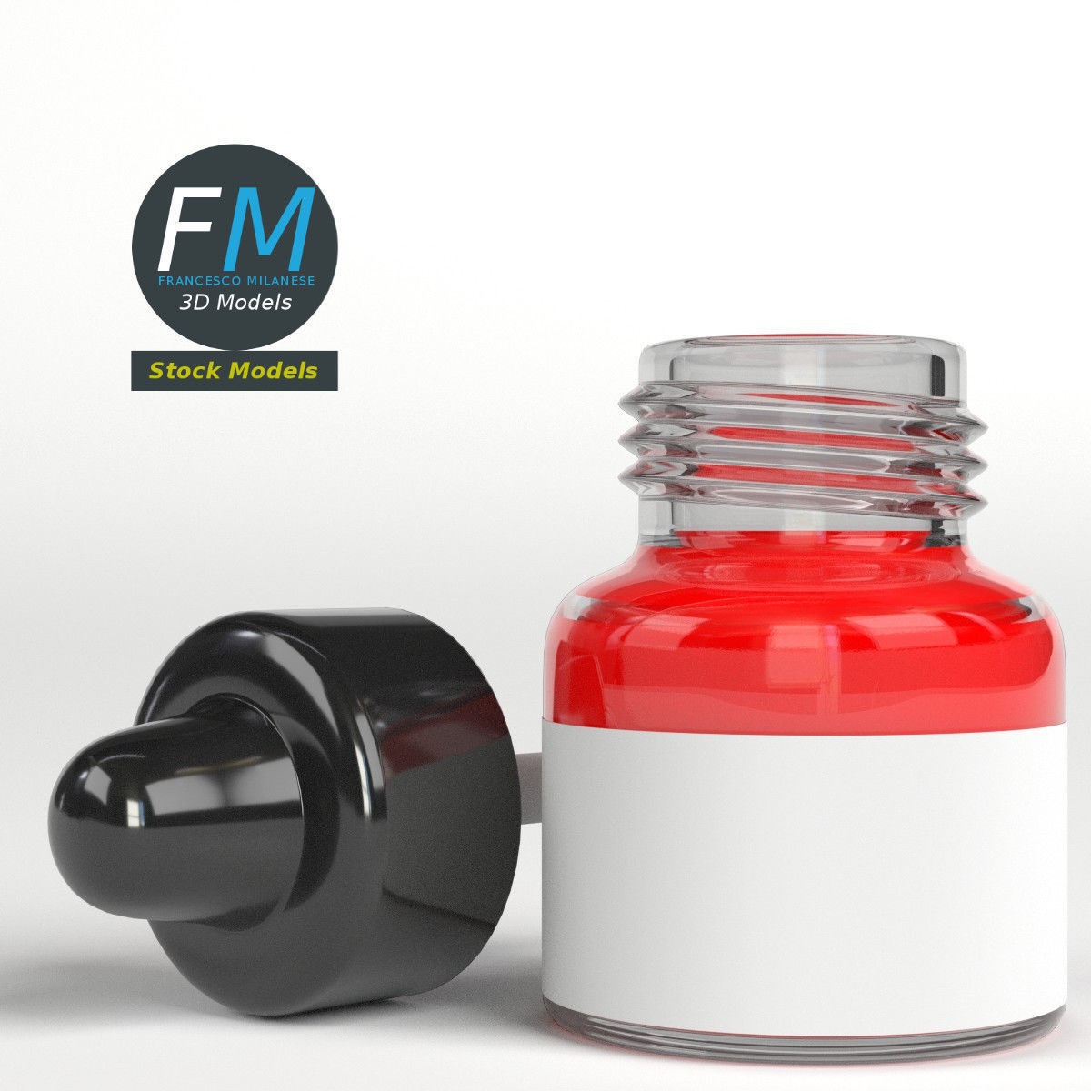 Open dropper bottle 3D model_4