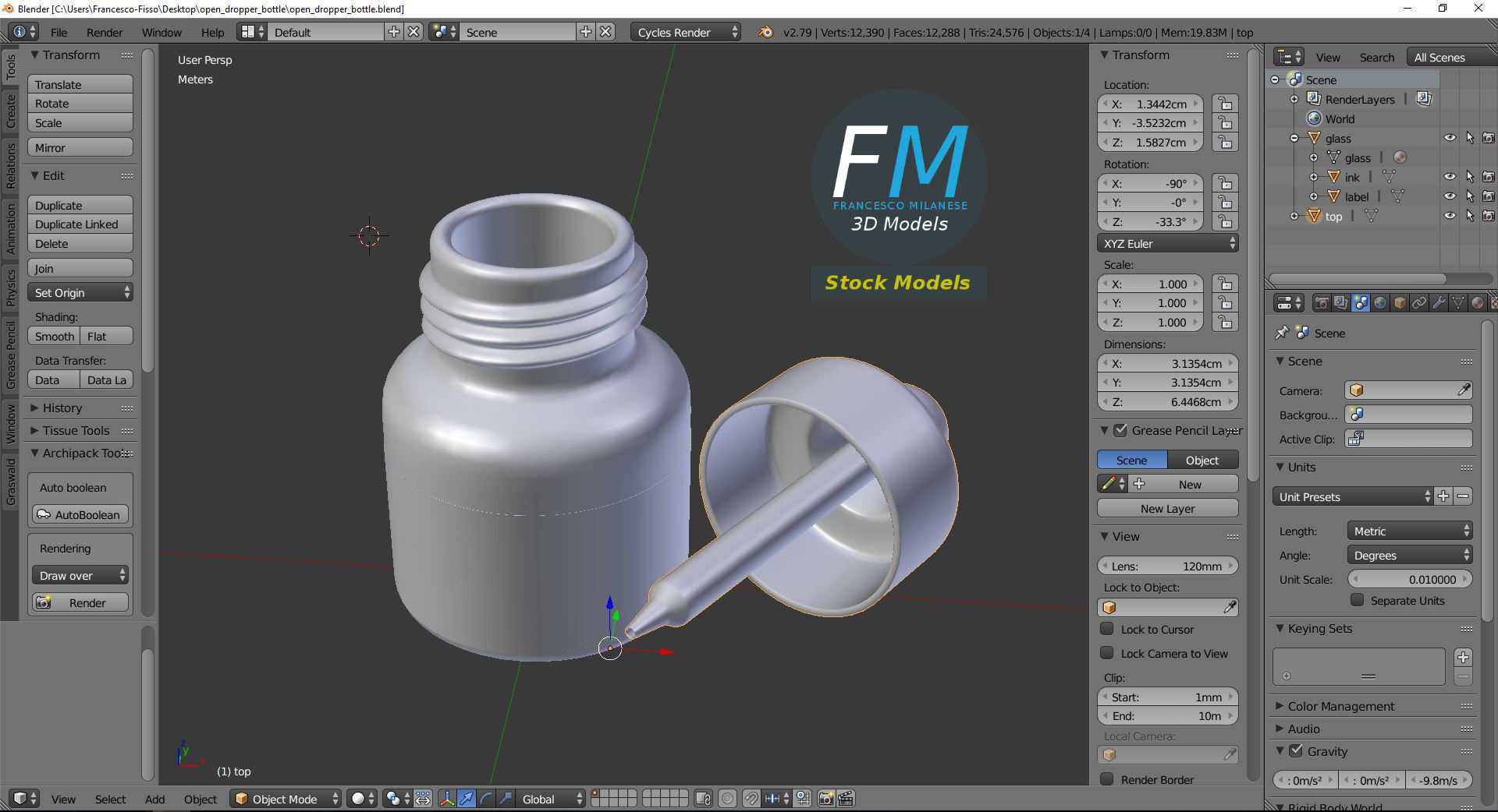 Open dropper bottle 3D model_9