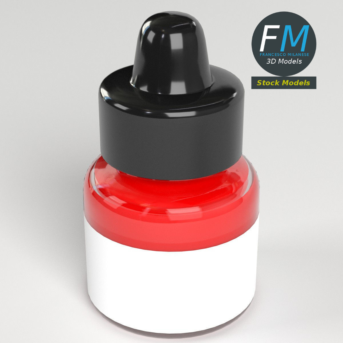Acrylic Fluorescent Ink Bottle 3D model_2