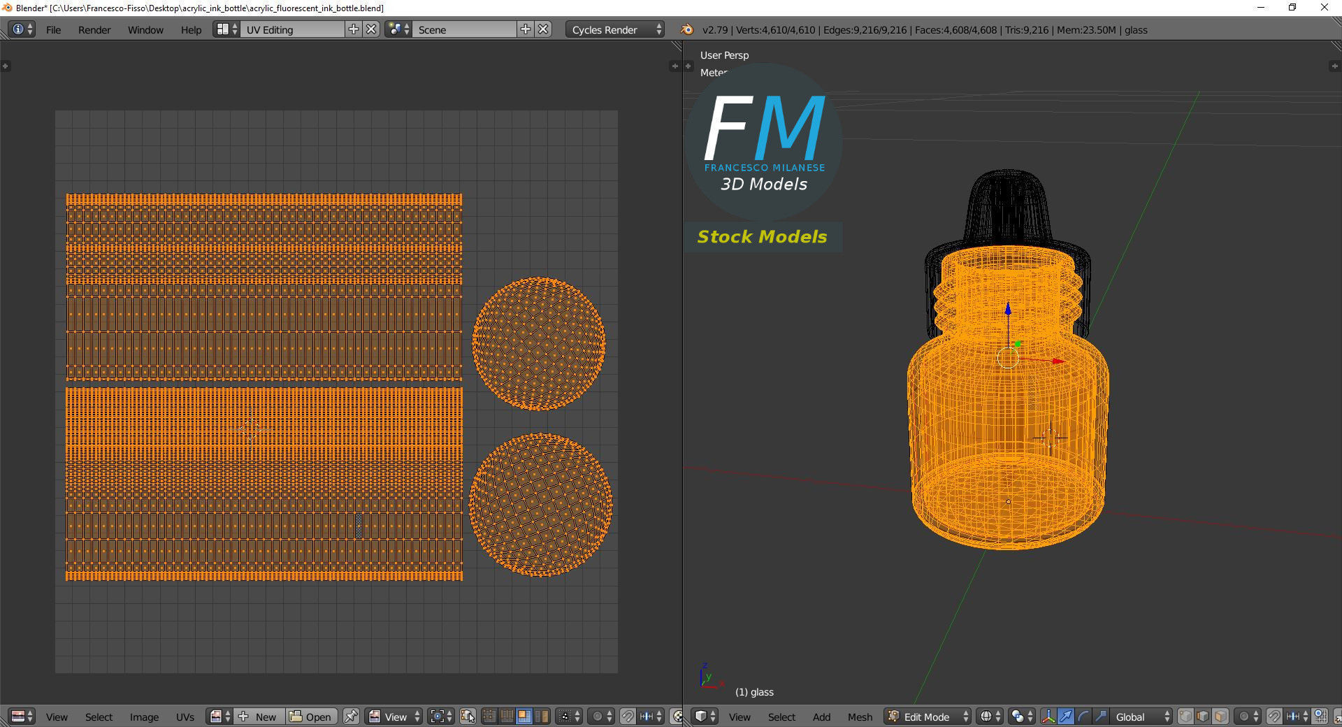 Acrylic Fluorescent Ink Bottle 3D model_10