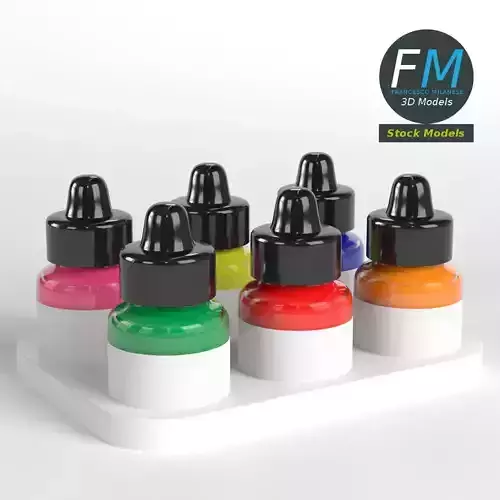 Acrylic Fluorescent Ink set 3D model