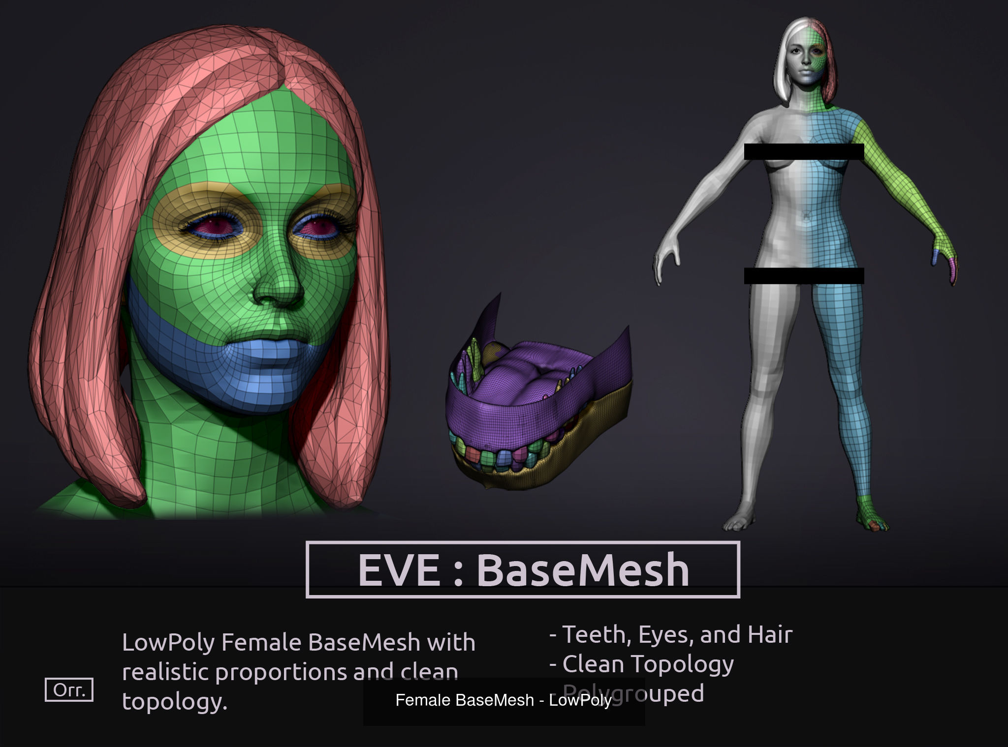 Basemesh Set - LowPoly man and woman 3D Model Collection_3