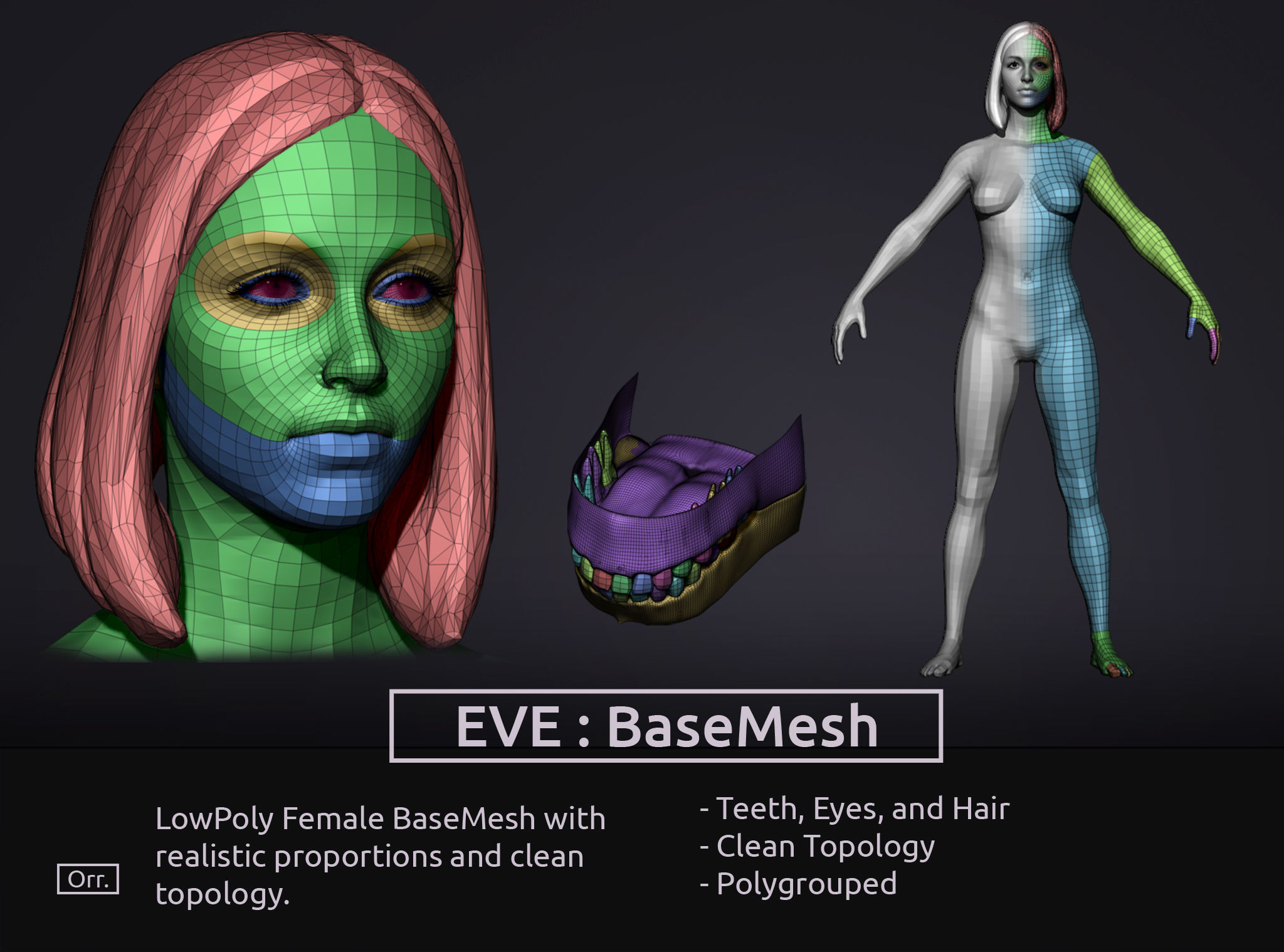 Basemesh Set - LowPoly man and woman 3D Model Collection_4