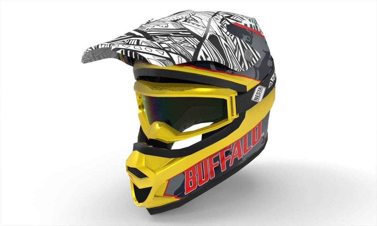 Motocross Helmet Low-poly 3D model_5