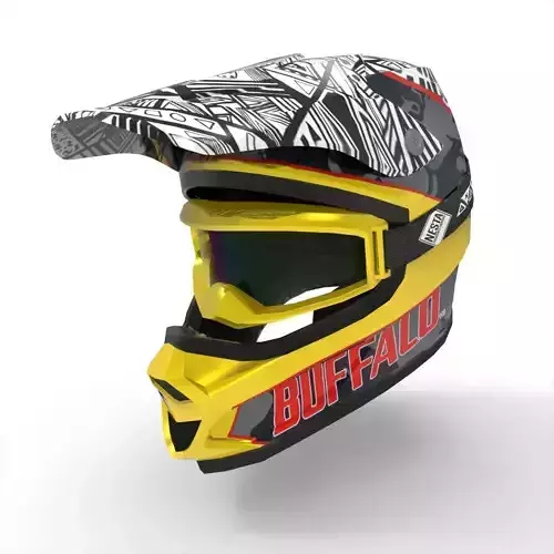 Motocross Helmet Low-poly 3D model