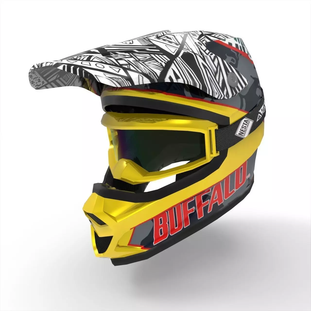Motocross Helmet Low-poly 3D model_0