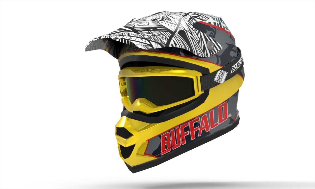 Motocross Helmet Low-poly 3D model_6