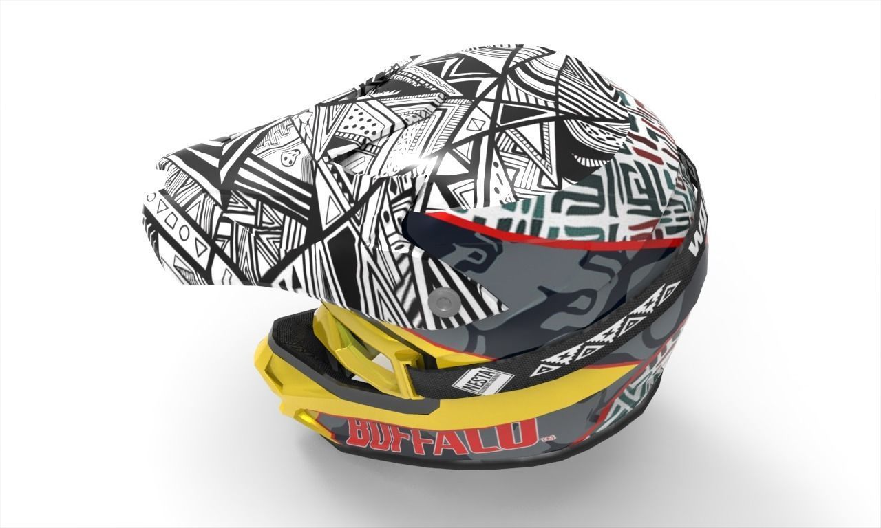 Motocross Helmet Low-poly 3D model_2