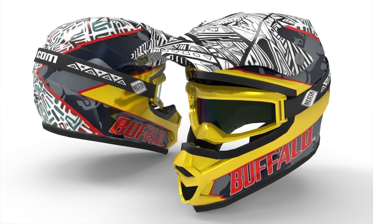 Motocross Helmet Low-poly 3D model_3