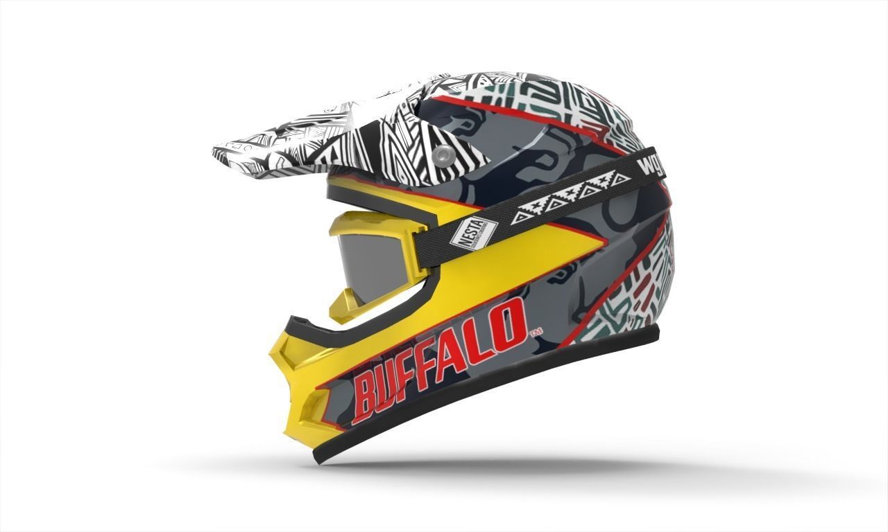 Motocross Helmet Low-poly 3D model_1