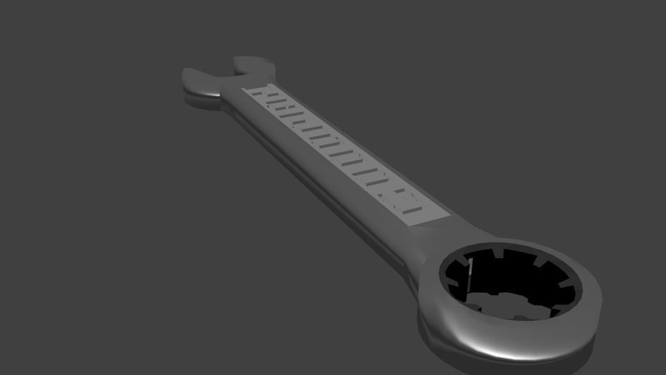Cresent Wrench with material Low-poly 3D model_1