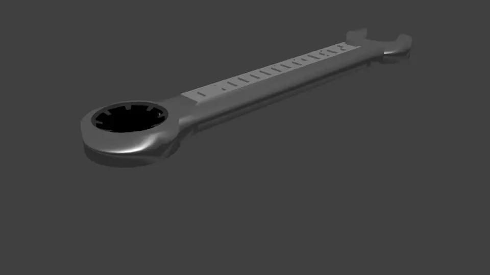 Cresent Wrench with material Low-poly 3D model_0