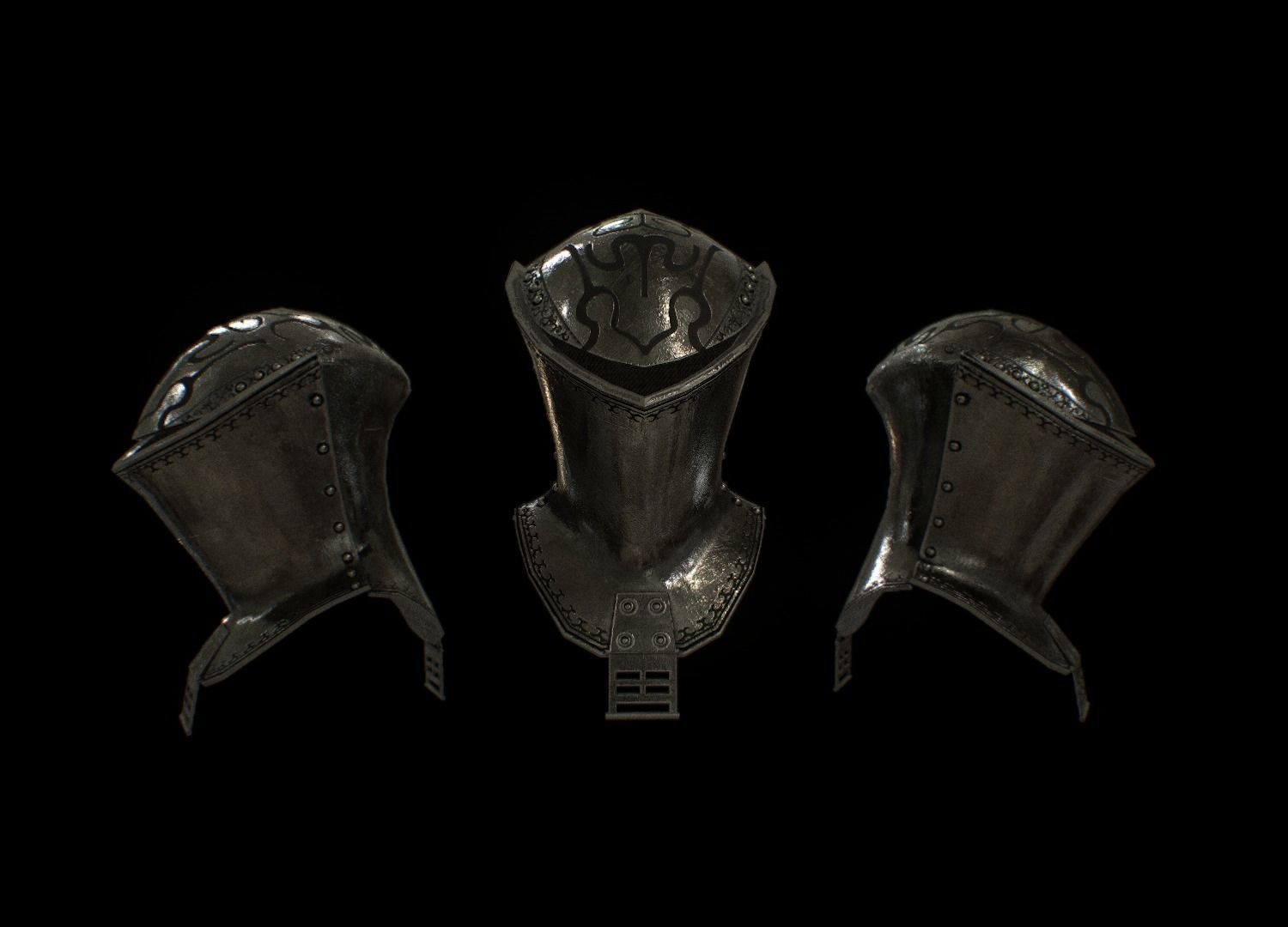 HIE Medieval Knight Helmet D190108 Low-poly 3D model_2
