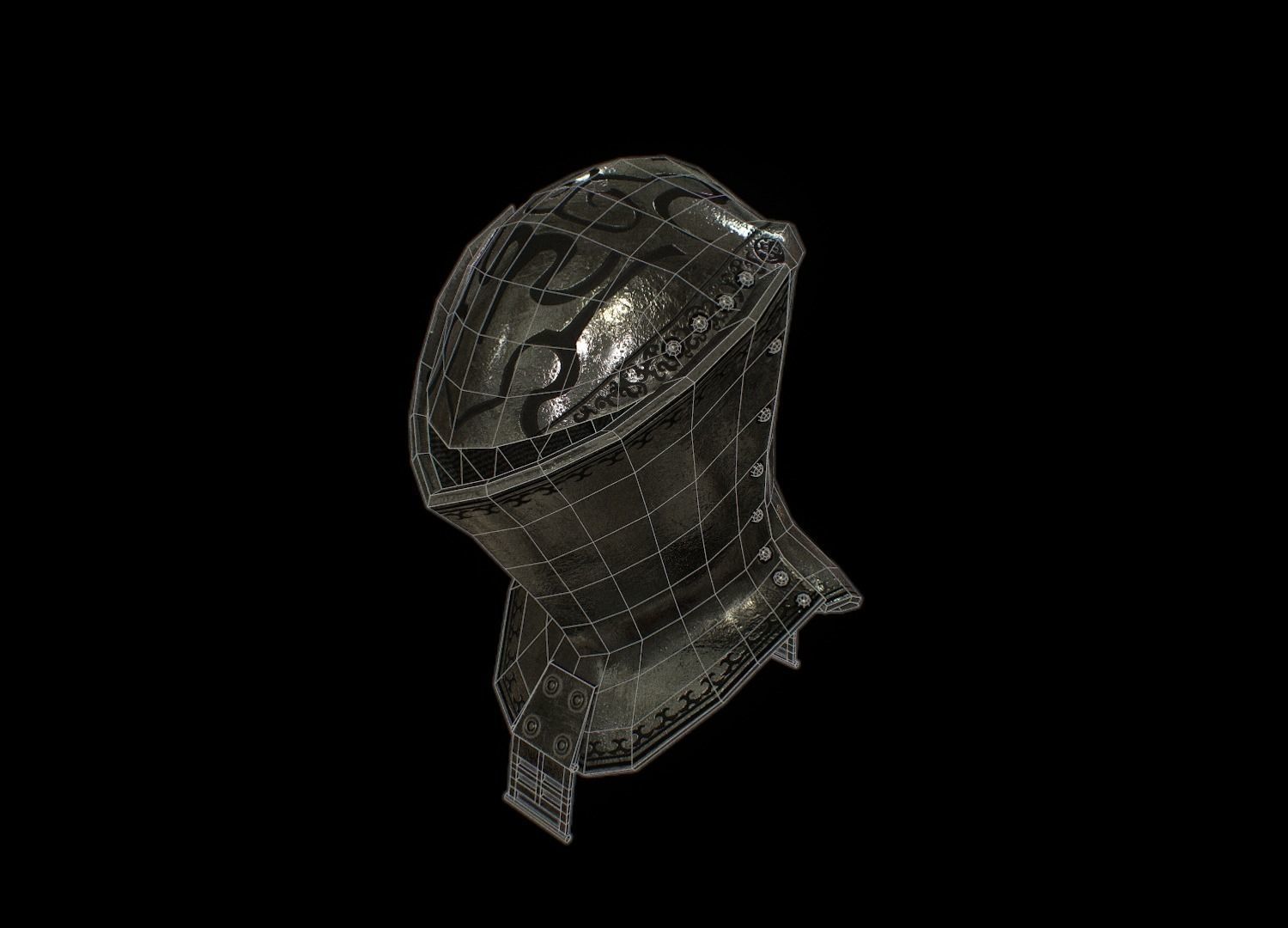 HIE Medieval Knight Helmet D190108 Low-poly 3D model_9