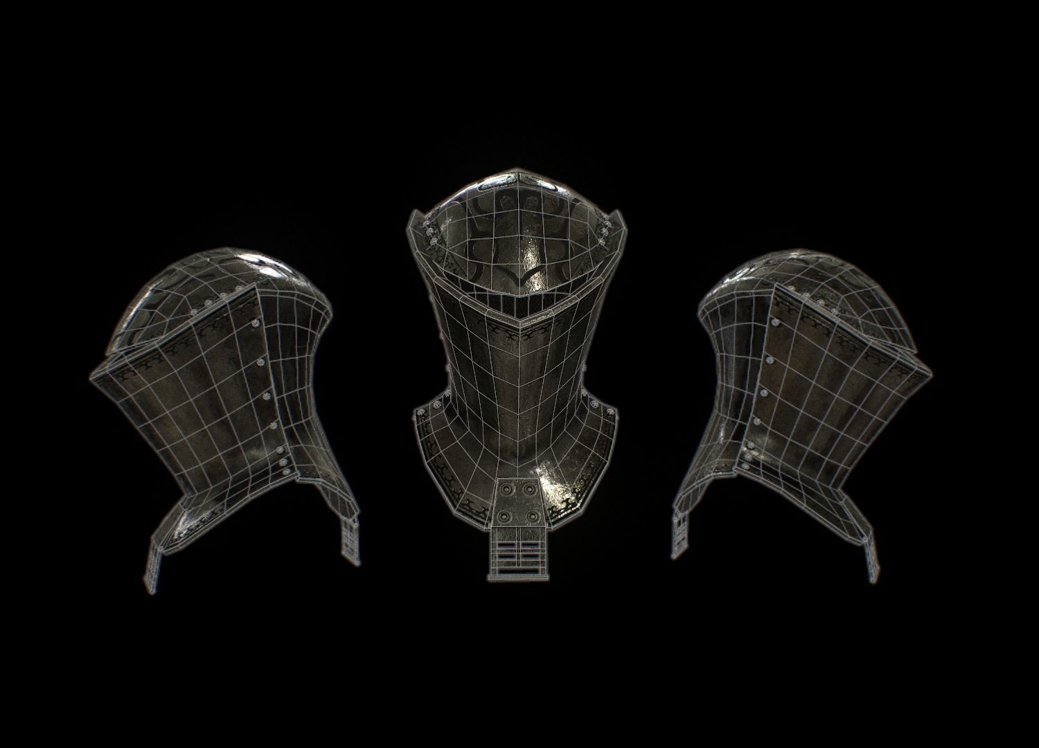 HIE Medieval Knight Helmet D190108 Low-poly 3D model_3