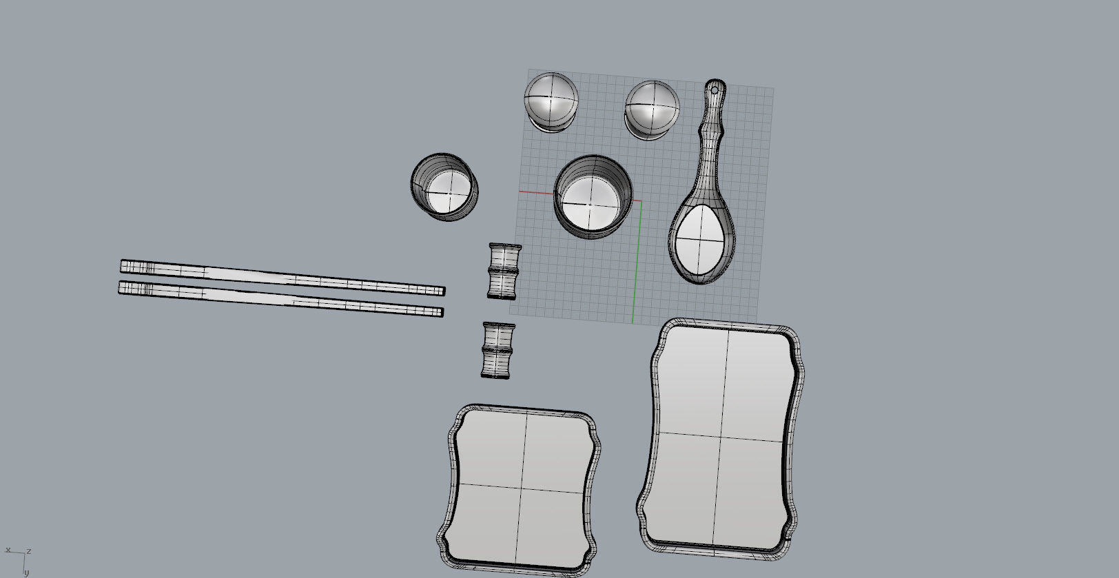 Bamboo shape tableware set  3D  Model 3D print model_24