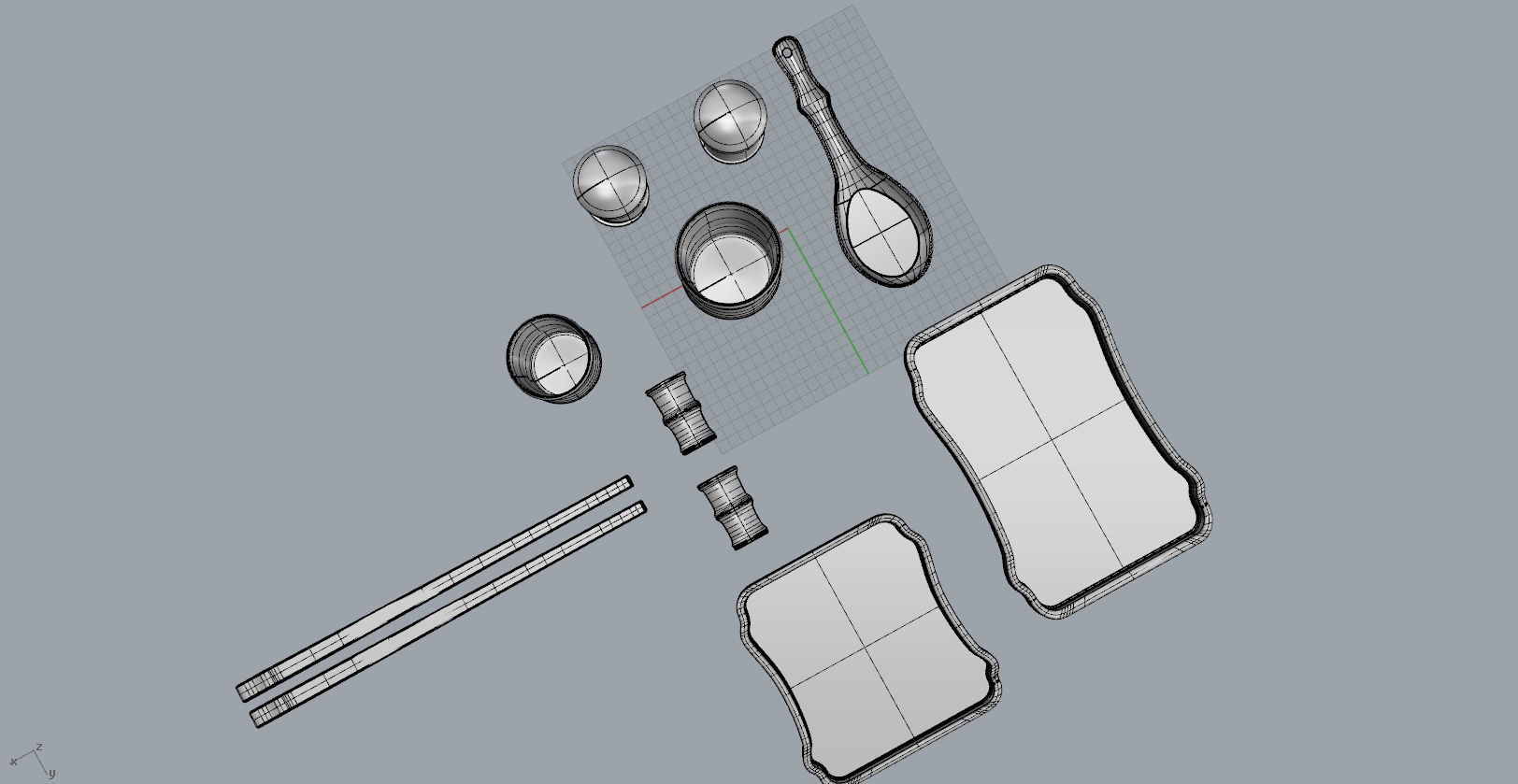 Bamboo shape tableware set  3D  Model 3D print model_23