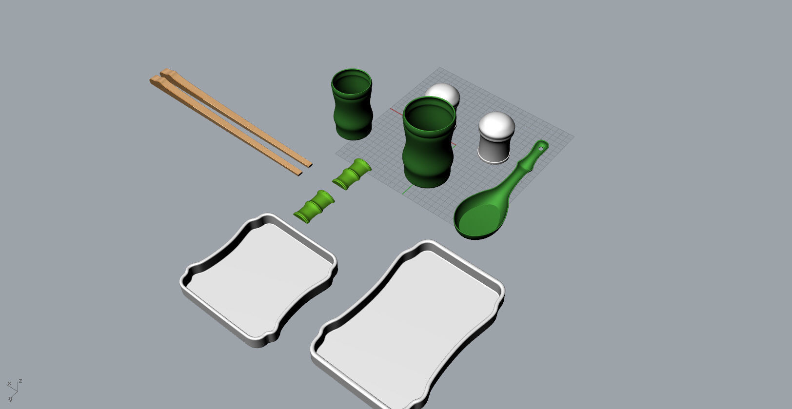 Bamboo shape tableware set  3D  Model 3D print model_10