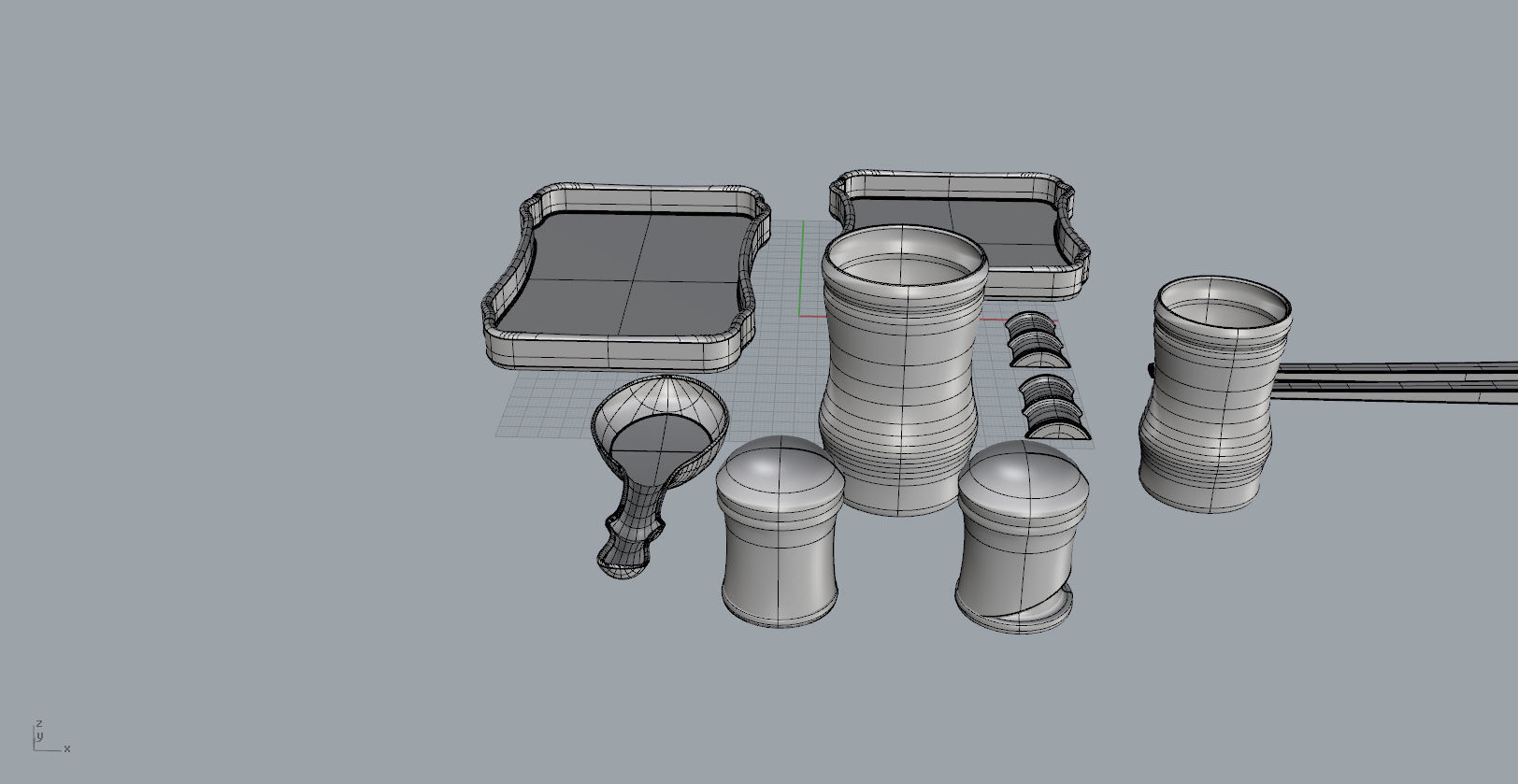 Bamboo shape tableware set  3D  Model 3D print model_19