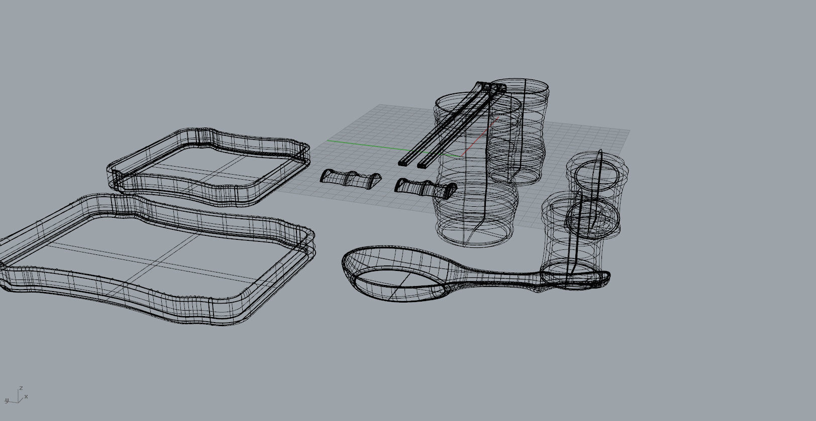 Bamboo shape tableware set  3D  Model 3D print model_27