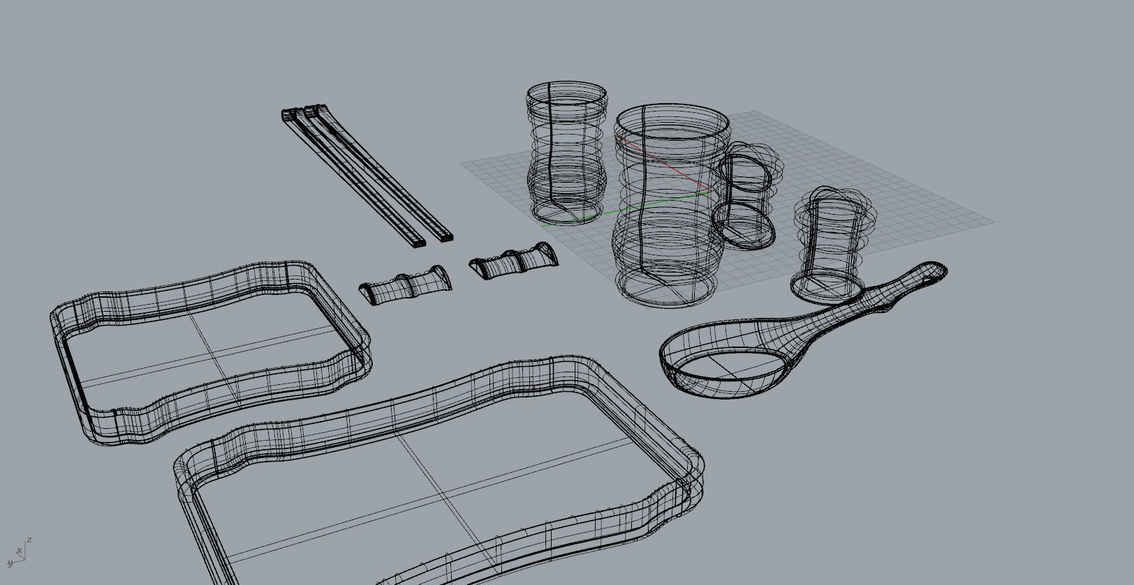 Bamboo shape tableware set  3D  Model 3D print model_26