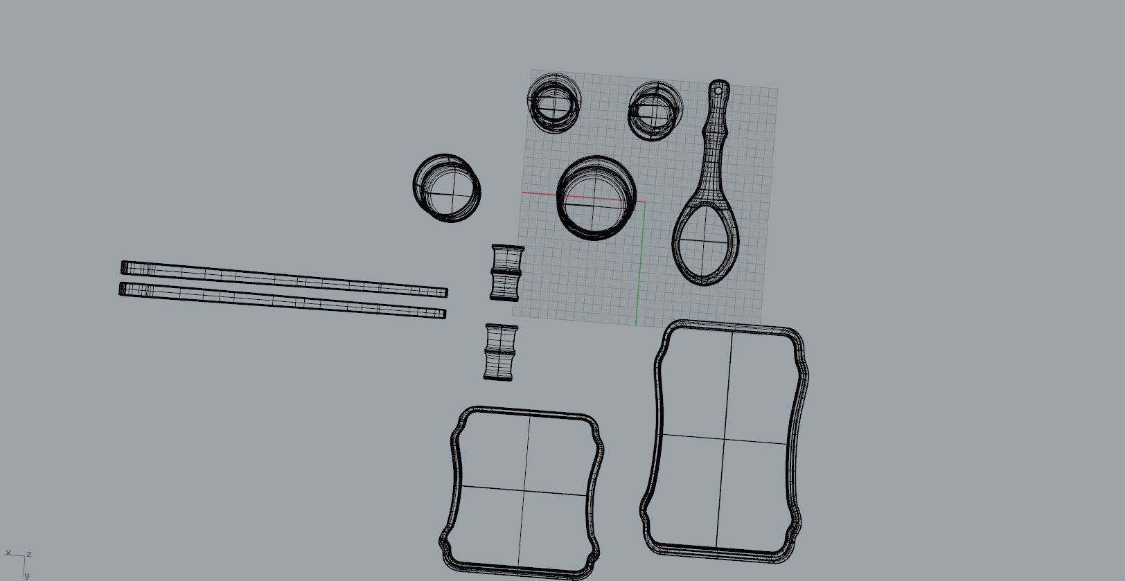 Bamboo shape tableware set  3D  Model 3D print model_25