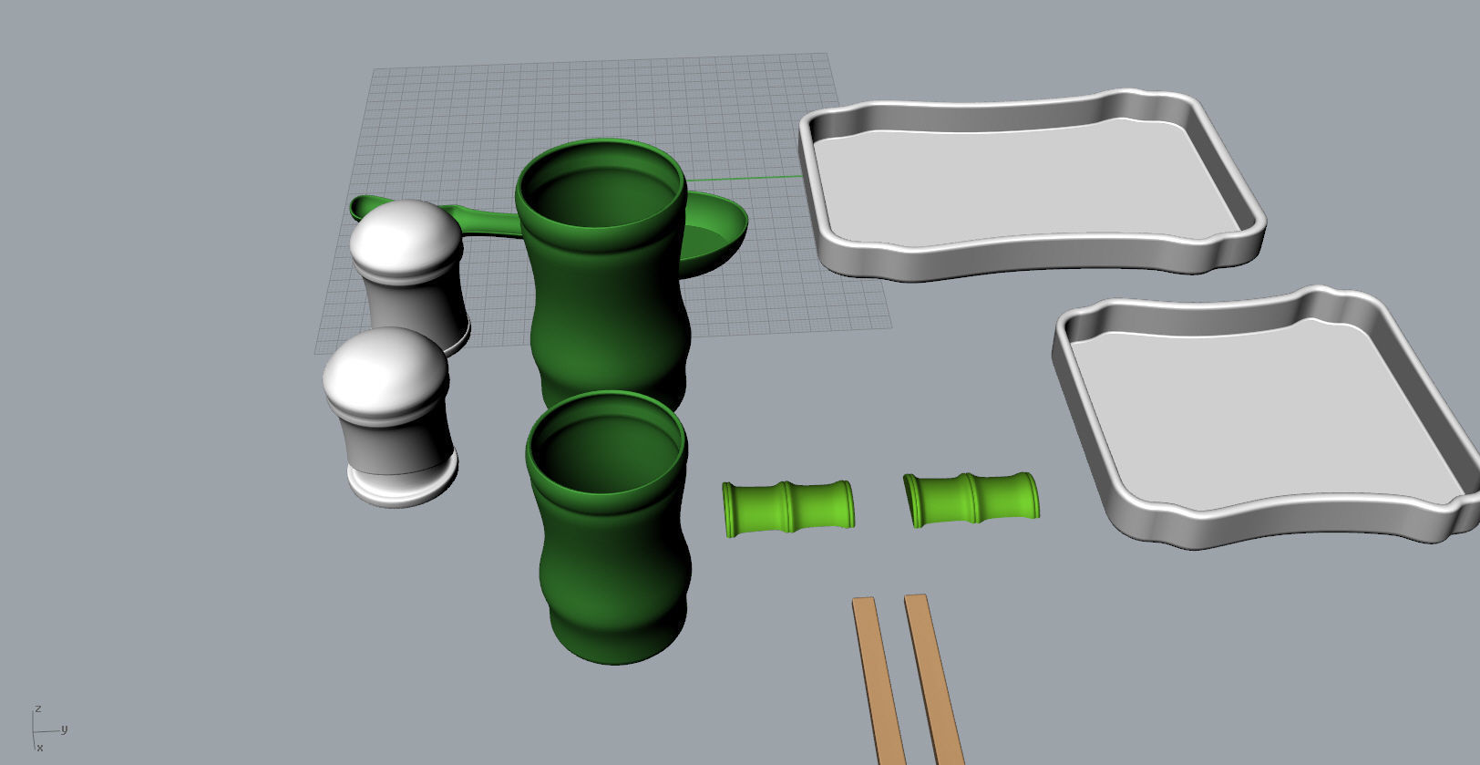 Bamboo shape tableware set  3D  Model 3D print model_16