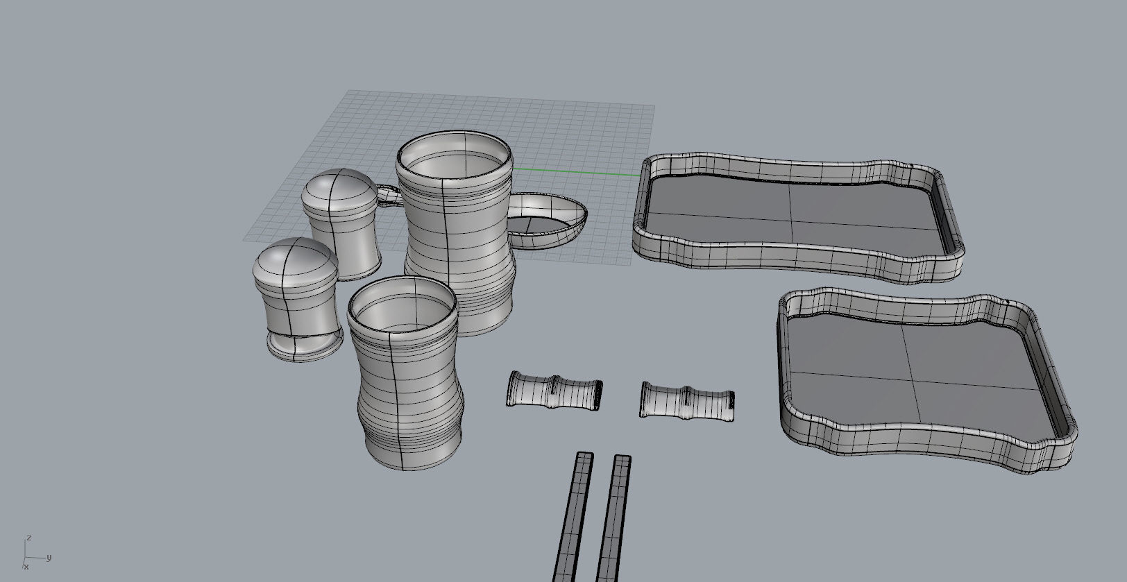 Bamboo shape tableware set  3D  Model 3D print model_21