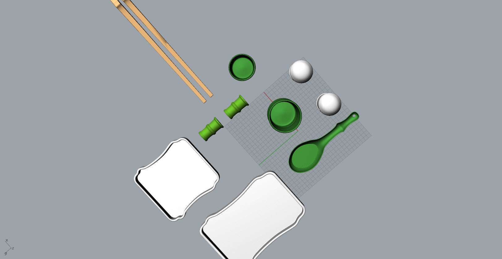 Bamboo shape tableware set  3D  Model 3D print model_8