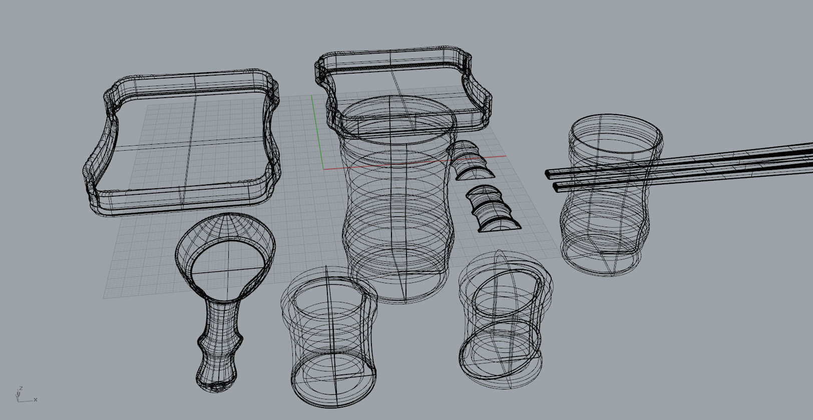 Bamboo shape tableware set  3D  Model 3D print model_29