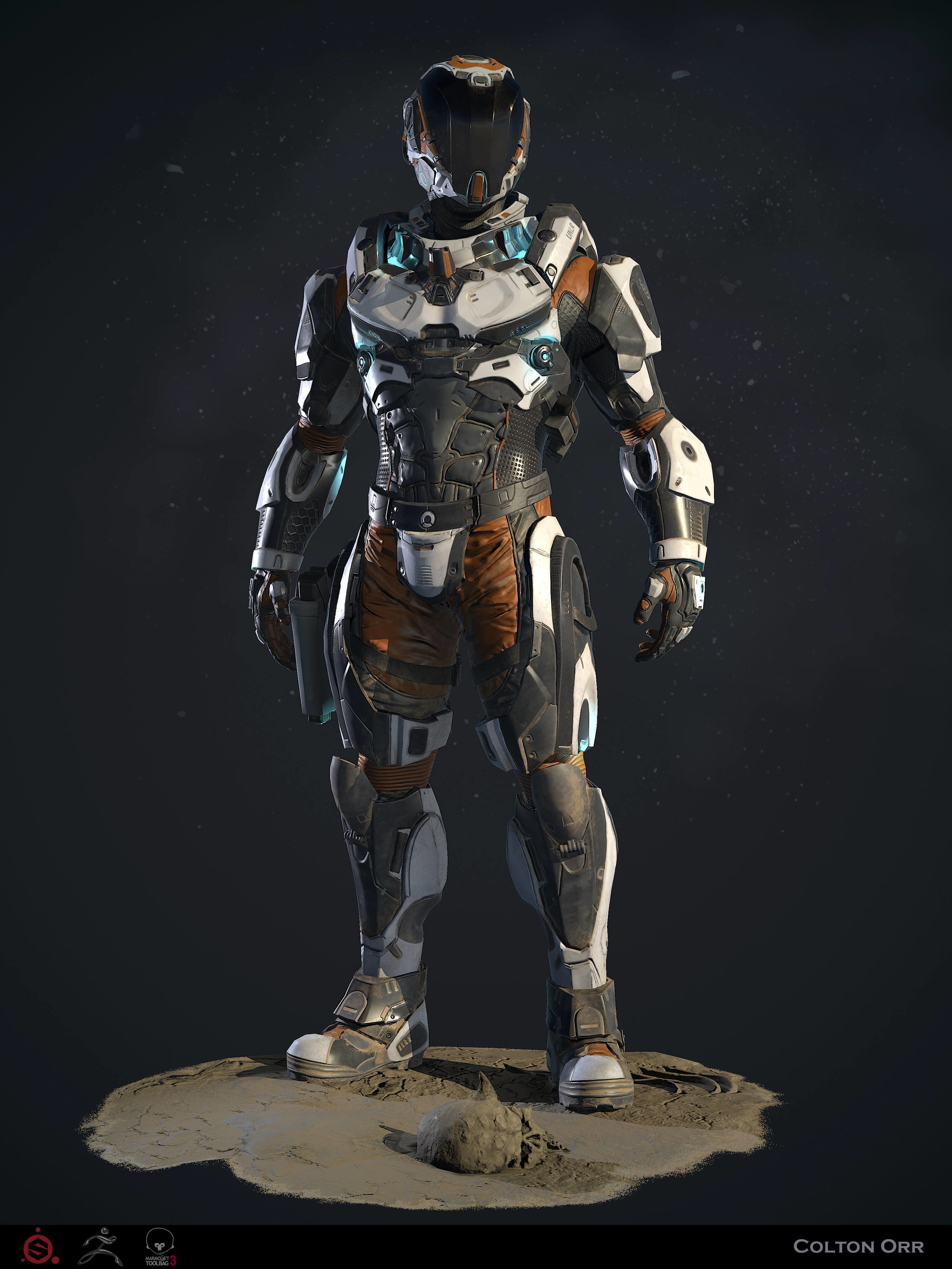 Lunar Suit - PBR Sci-Fi Character Low-poly 3D model_3