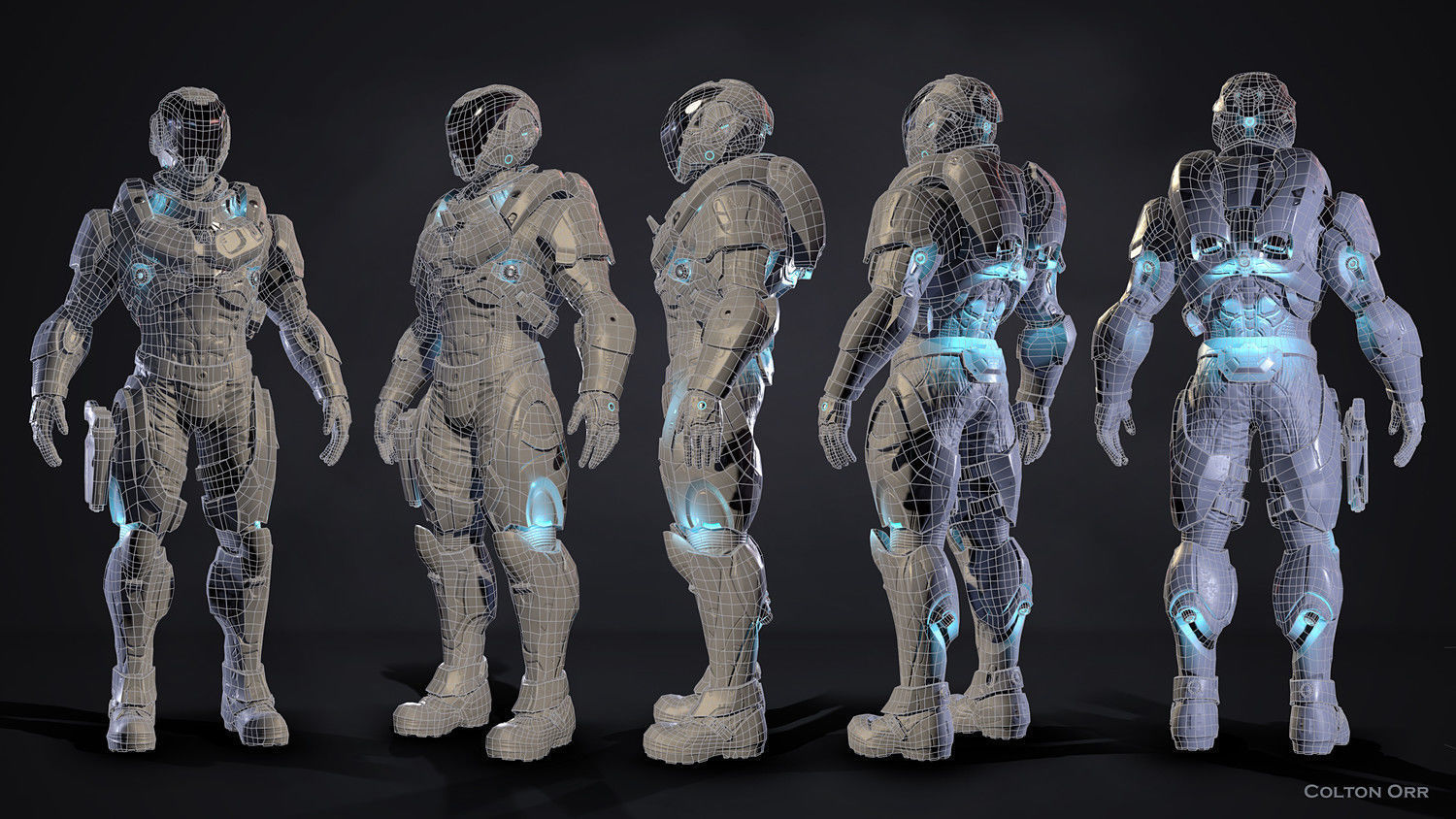 Lunar Suit - PBR Sci-Fi Character Low-poly 3D model_9