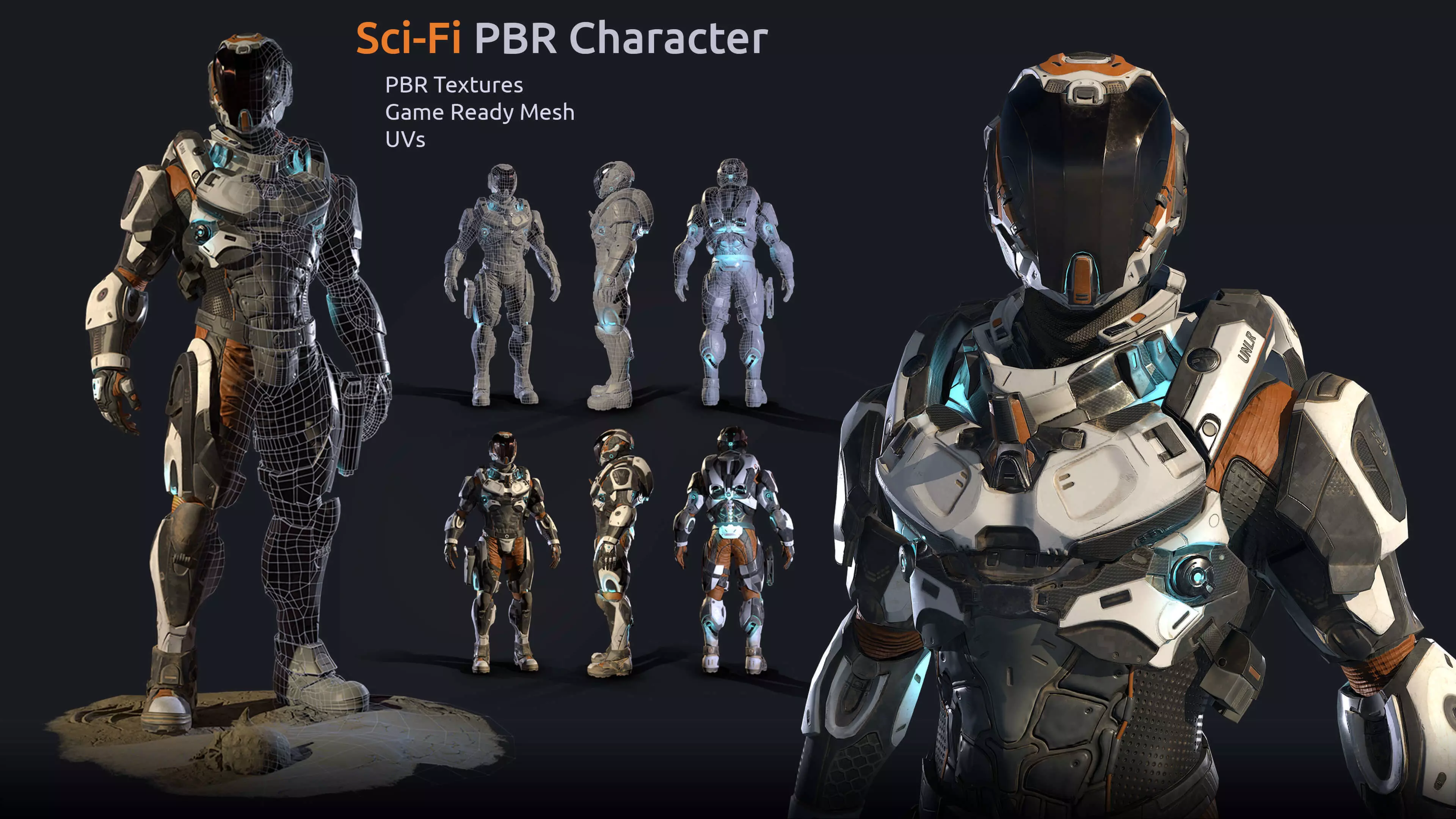 Lunar Suit - PBR Sci-Fi Character Low-poly 3D model_0