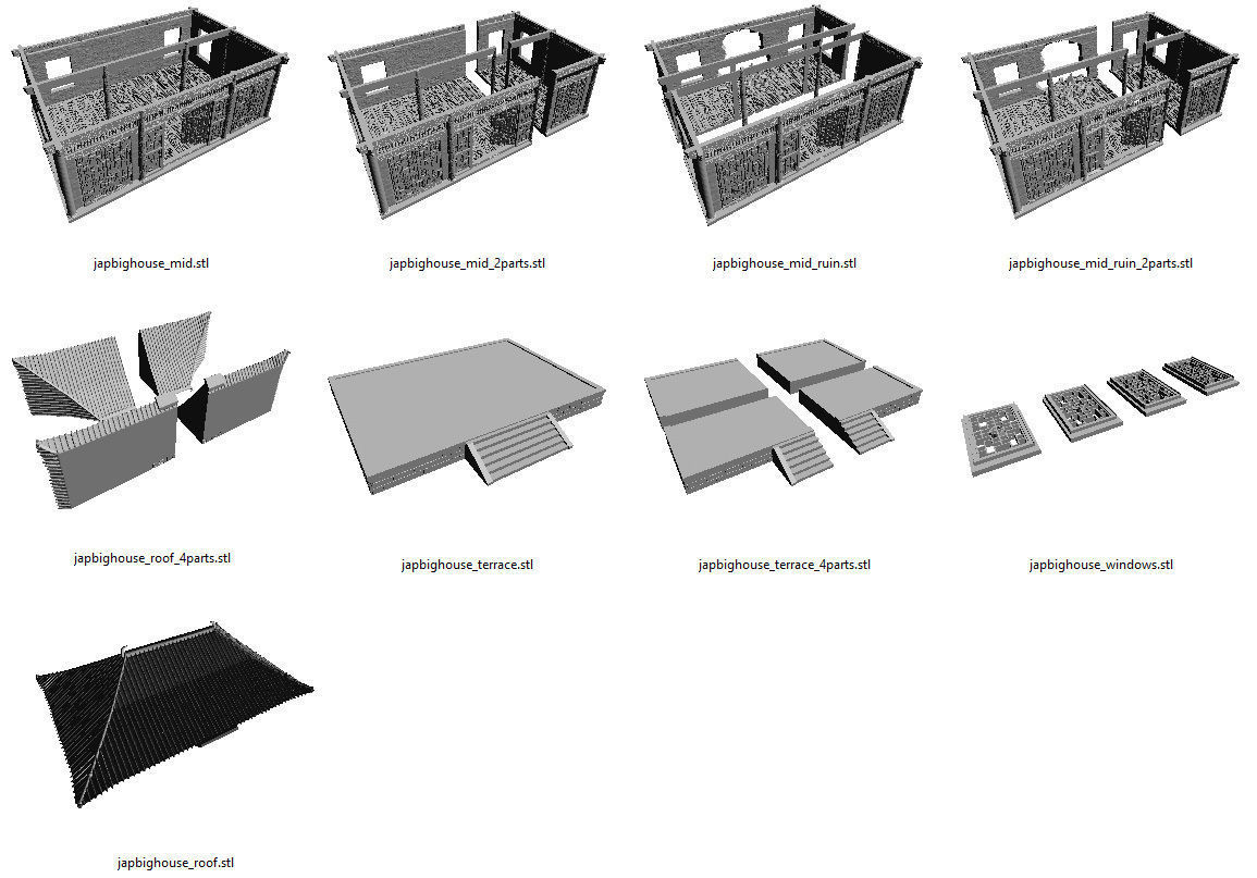 Asian or japan buildings SET -STL Files- 3D print model_3