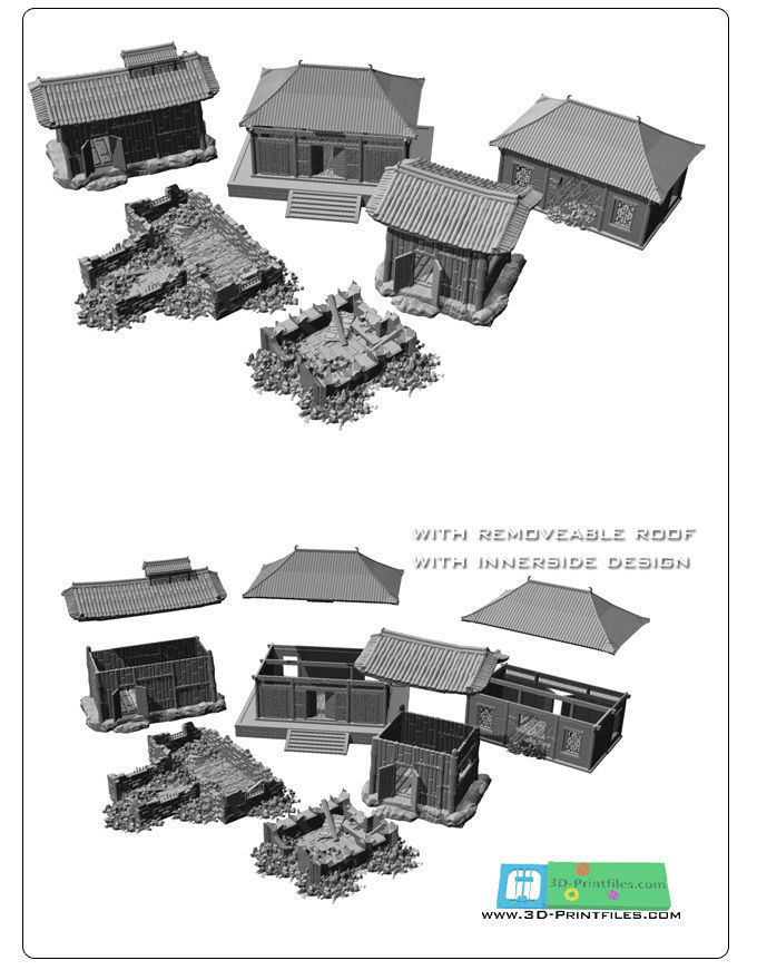 Asian or japan buildings SET -STL Files- 3D print model_2