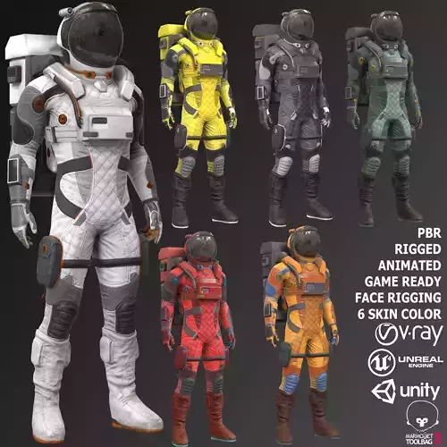 MX02 Male Space Suit Low-poly 3D model