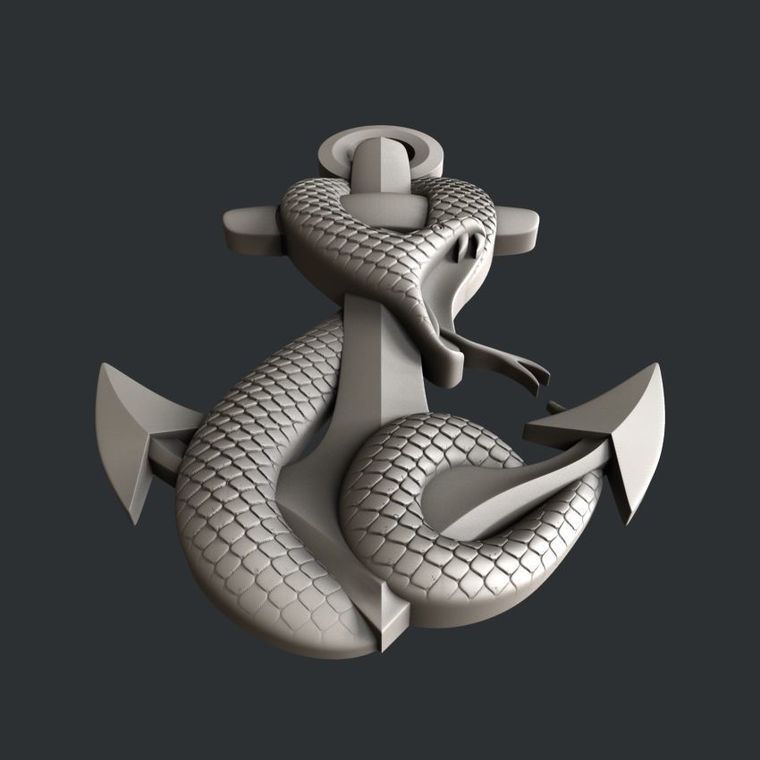 3d STL models for CNC or 3d printer snake anchor 3D model_3
