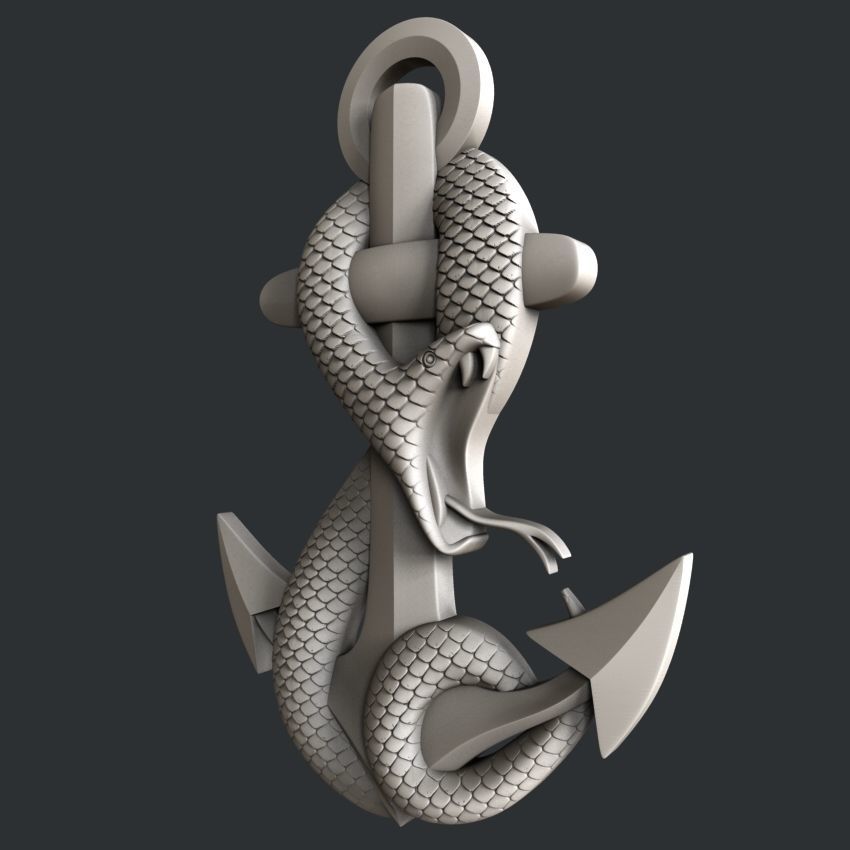 3d STL models for CNC or 3d printer snake anchor 3D model_2