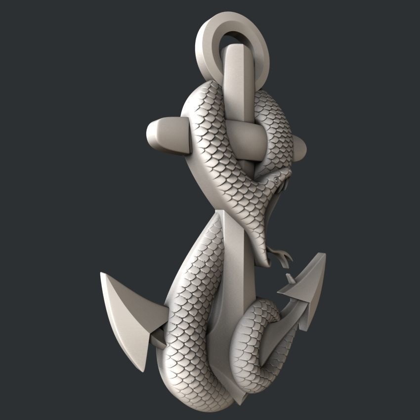 3d STL models for CNC or 3d printer snake anchor 3D model_1