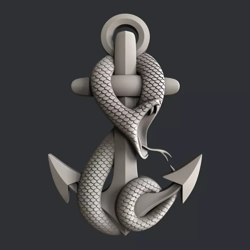 3d STL models for CNC or 3d printer snake anchor 3D model_0