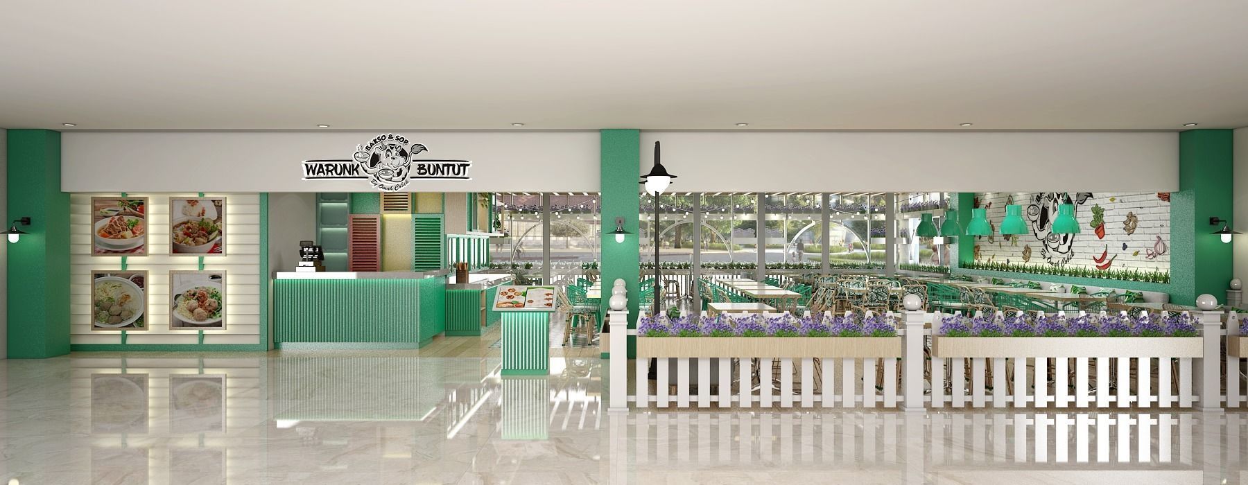 Restaurant interior design of cafe 3D model_4