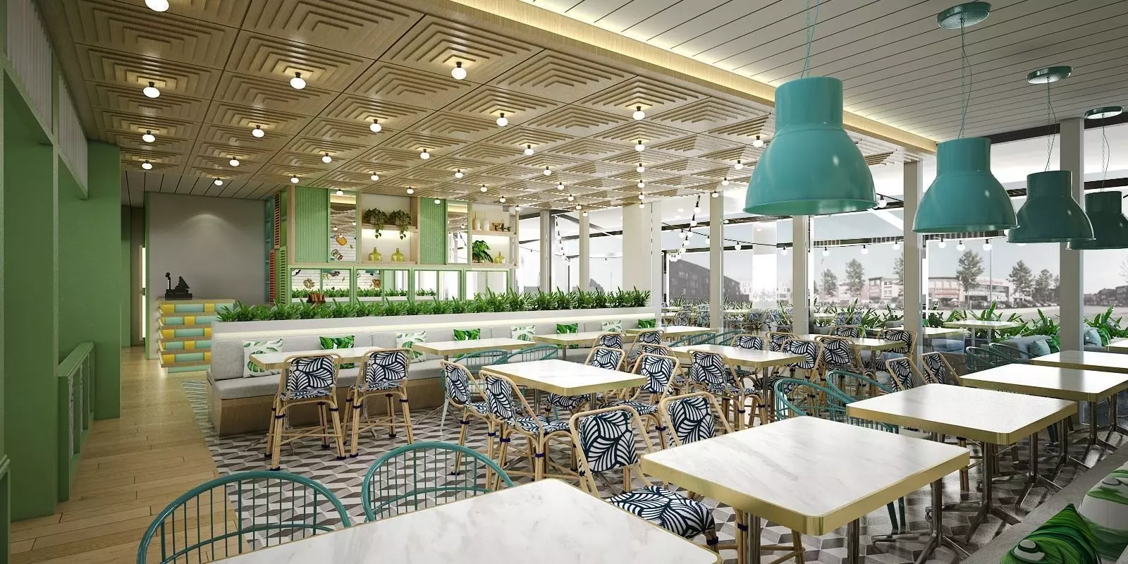 Restaurant interior design of cafe 3D model_0